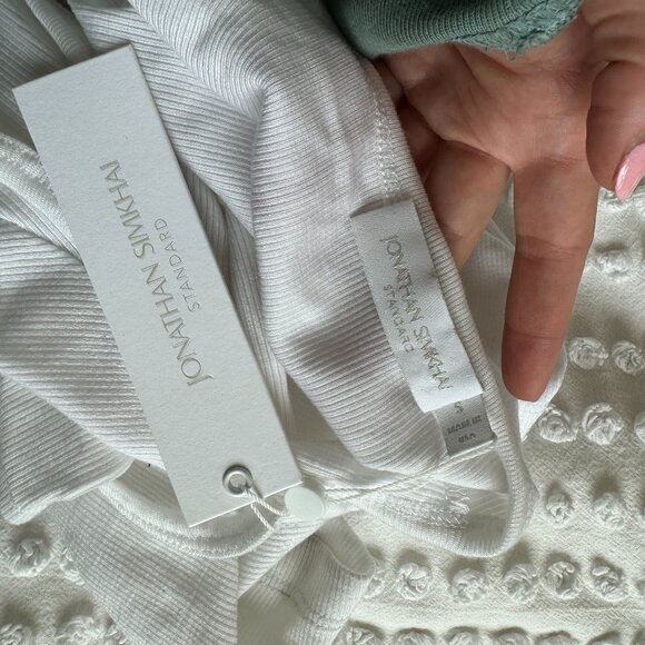 NWT Jonathan Simkhai Cailan Cut-out Mini Dress Stretch Rib Knit White Size Small - Picture 2 of 11